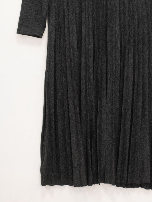 Wool-blend pleated knit dress