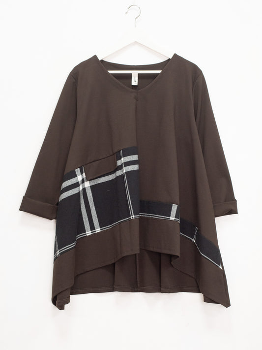 Maglia punto milano inserto scozzese 158c