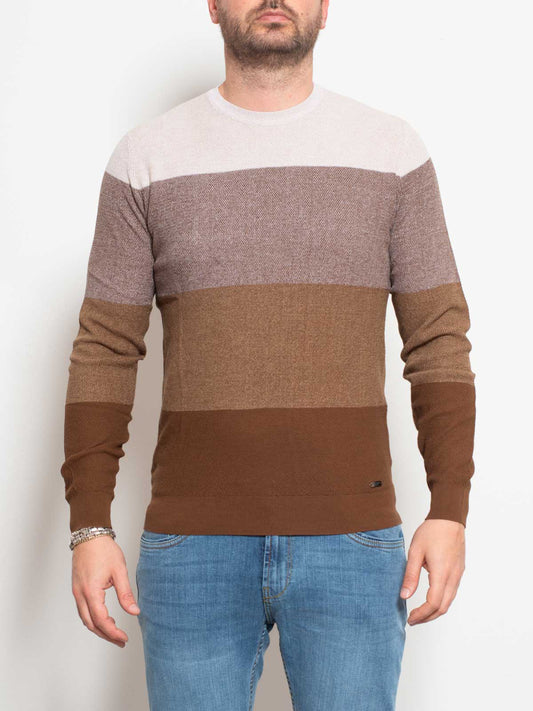 Three-color cotton sweater
