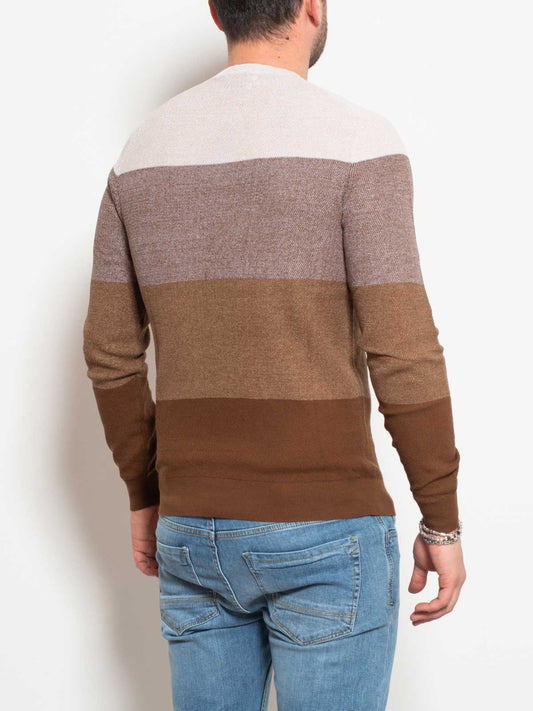 Three-color cotton sweater