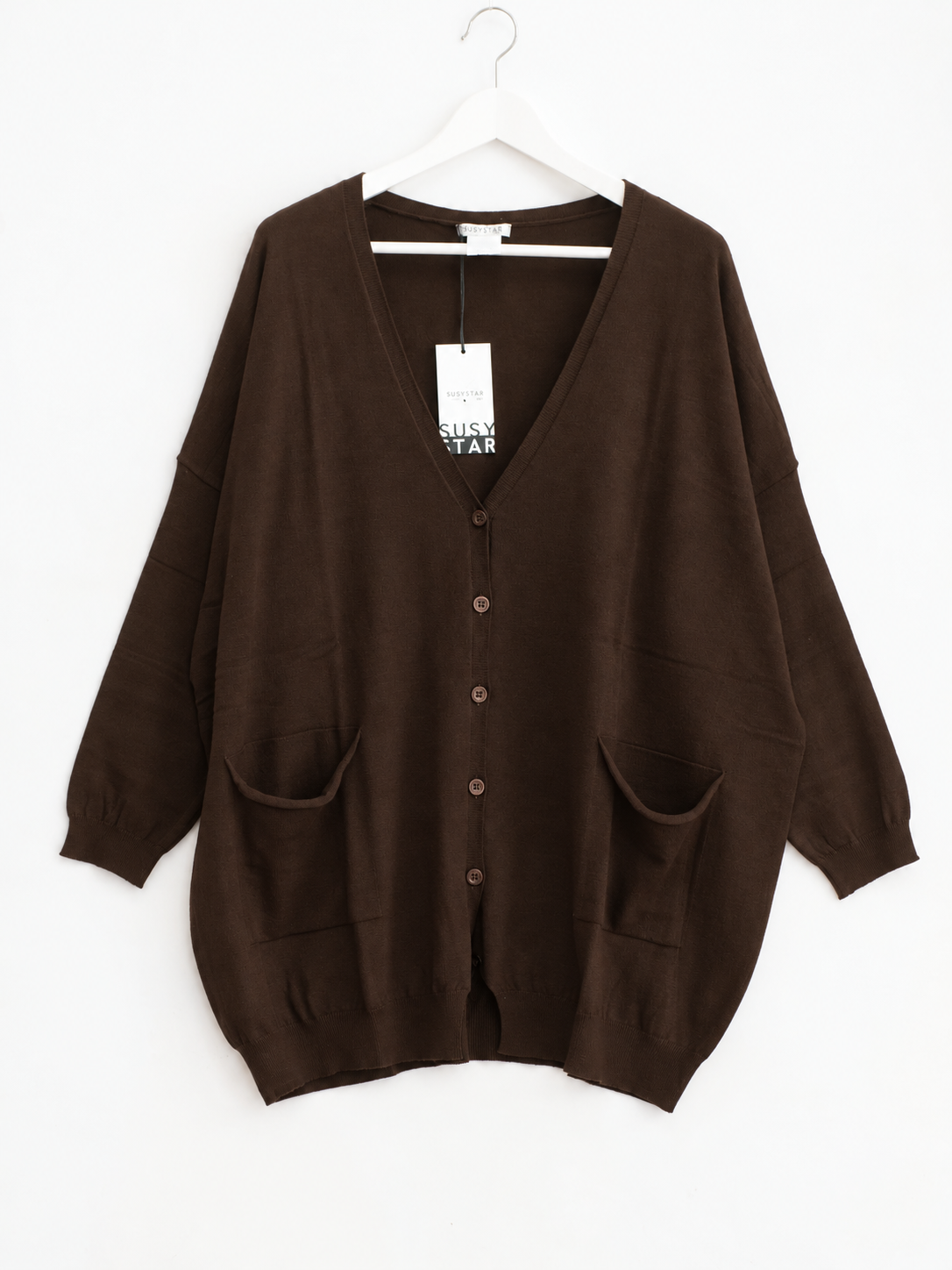 Cardigan over bottoni marrone