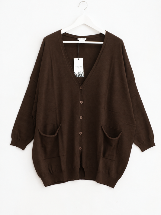 Cardigan over bottoni marrone