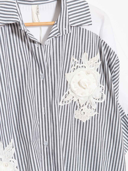 Striped shirt with inserts