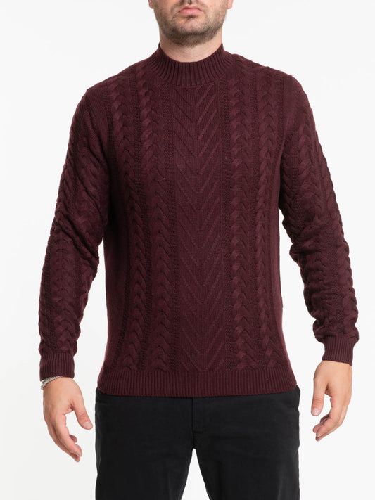 Merino blend turtleneck sweater with cables