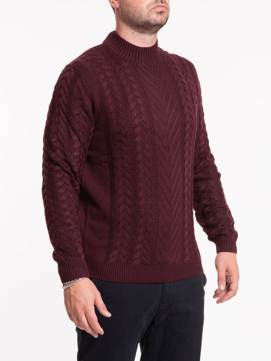 Merino blend turtleneck sweater with cables