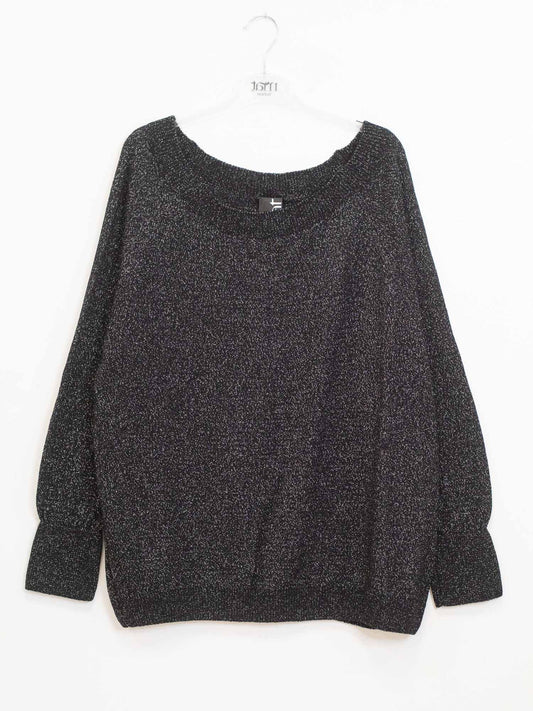 Maglia over lurex nero