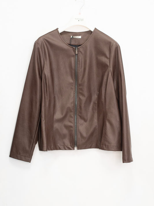 Giacca ecopelle girocollo