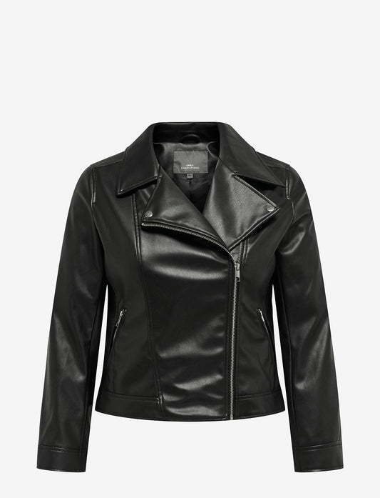 Curvy faux leather biker jacket