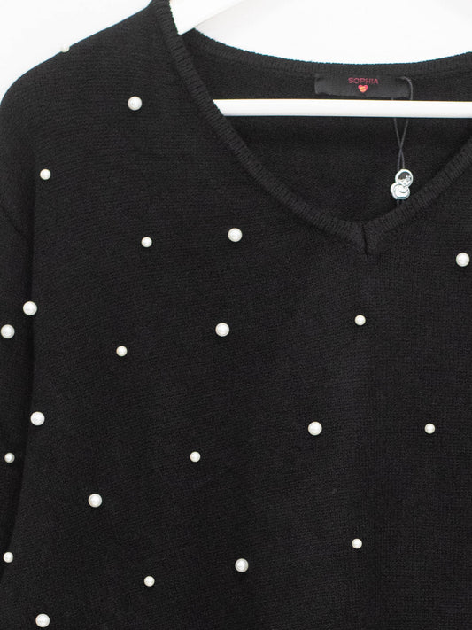 Maglia perle nero