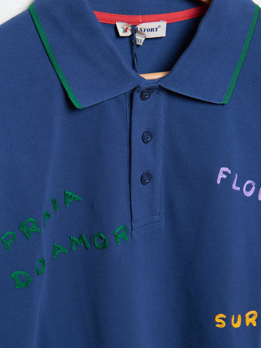 Piqué polo shirt with color embroidery