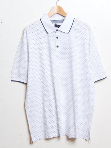 White patterned piqué polo shirt