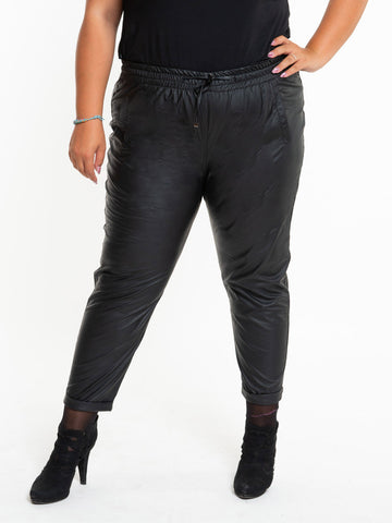 Faux leather carrot trousers
