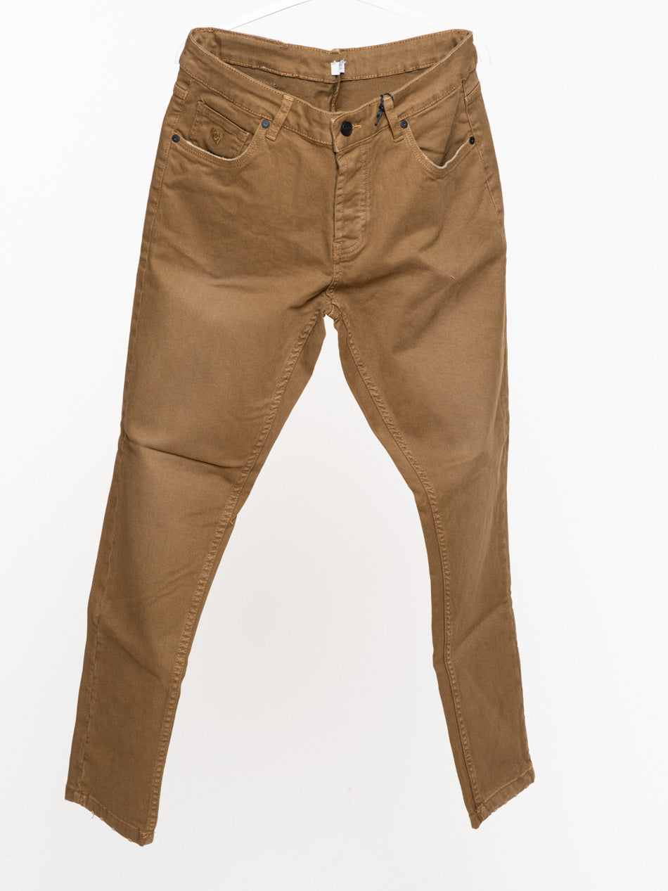 Brown dyed jeans trousers