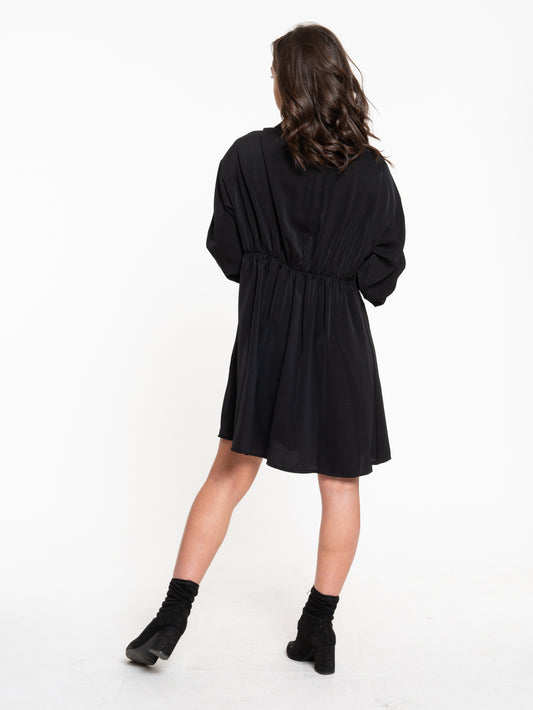 Shirt dress with elasticated back