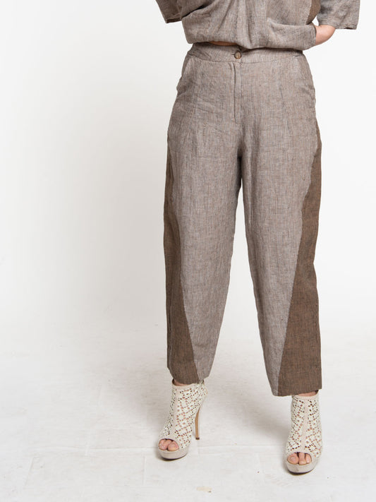 Curvy patchwork linen trousers