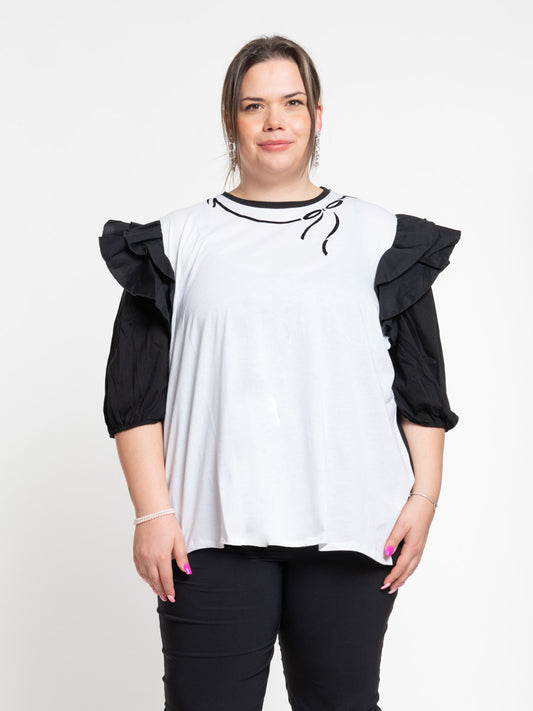 Curvy rouge sleeves t-shirt