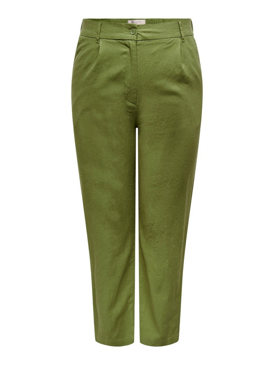 Curvy viscose and linen trousers